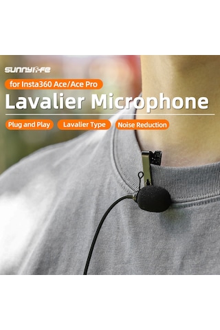 Insta360 Ace / Ace Pro Sunnylife Yaka Klipsi Type-c Kayıt Mikrofonu İçin Siyah Diğer