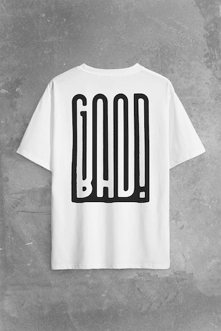 Good Bad Yazı Tipografi İyi Kötü Sırt Ön Baskılı Oversize Tişört Unisex T-shirt 001