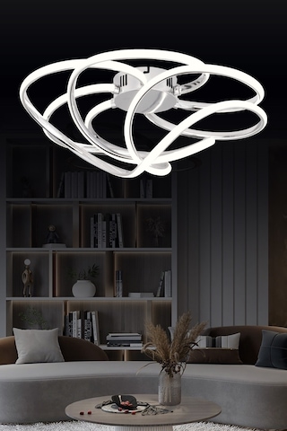 Pl 08 6 Model Krom 3 Renkli Salon Ve Oturma Odası İçin İdeal Alüminyum Avize, 50x25 Krom