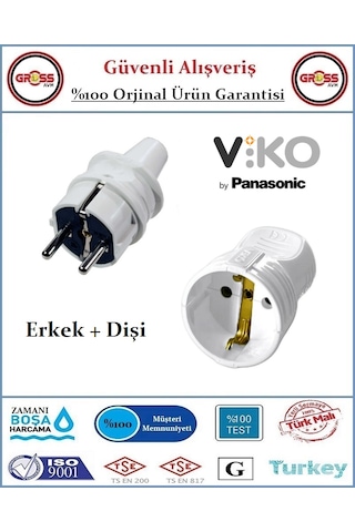 Viko Erkek Fiş + Dişi Fiş - İkisi Bir Arada - Topraklı