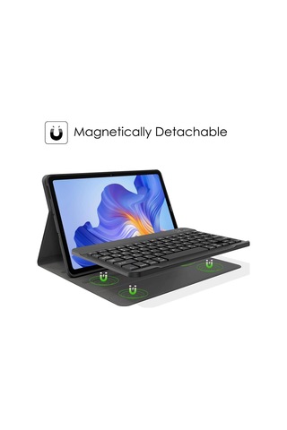 Honor Pad X8 / X8 Lite 10.1 Uyumlu Bluetooth Özellikli Standlı Kalem Bölmeli Klavyeli Kılıf