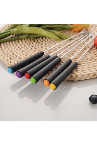 Mufunye 6'lı Paslanmaz Çelik Çatal Seti: Peynir, Meyve, Tatlı Ve Çikolata Servisi İçin Plastik Kollü Pratik Çatal Diğer