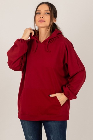 Armonika Kadın Bordo Kapüşonlu Cepli Sweatshirt Arm-21k024027