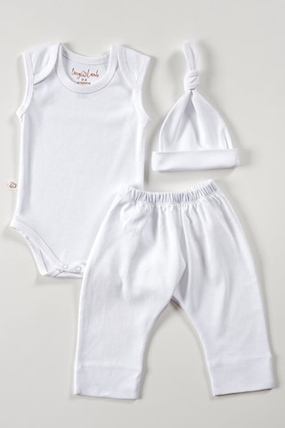 Tinylamb Snow Star Yenidoğan Organik Set - 3 Parça Beyaz