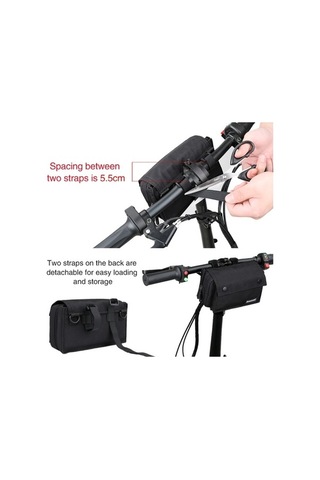 Didadodo Rhinowalk Çok Fonksiyonlu Ön Çanta Bisiklet Gidon Çantası Siyah, Güçlü Kapaklı Siyah