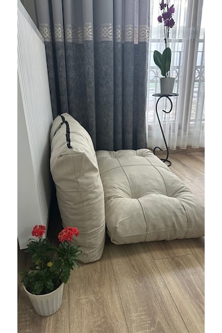 Modern Style Home Kalorifer Önü Yer & Palet Minderi 2'li Takım Krem