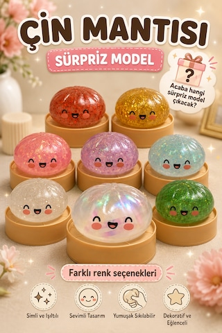 Orijinal Simli Çin Mantısı Squishy Oyuncak Sağlığa Uygun Yıkanabilir Yumuşak Oyuncak Sürpriz Renk Çok Renkli