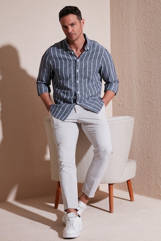 Buratti Pamuklu Çizgili Regular Fit Düğmeli Yaka Erkek Gömlek Cf21S112480 Siyah-Beyaz