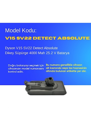 Dyson V15 Sv22 Detect Absolute 4000mah Pil Dikey Süpürge Batarya