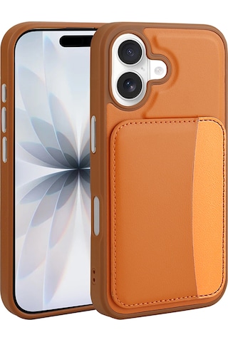 Apple Uyumlu iPhone 16 Kılıf Kartlıklı Zore X-kart Silikon Kapak - Turuncu Turuncu
