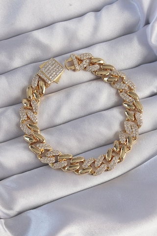 Vip Seri Gurmet Zirkon Taşlı Bileklik Gold Renk Çok Renkli