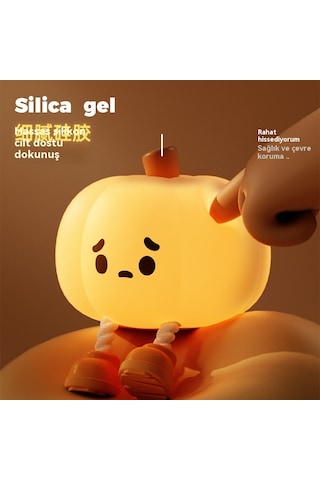 Tcherchi Kabak Gece Lambası, Sevimli Dokunmatik Sensör Lamba Silikon Gece Lambası Sarı