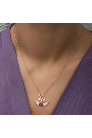 Gümüş Kalpli Anne ve Çocuk Kolye (180509804)