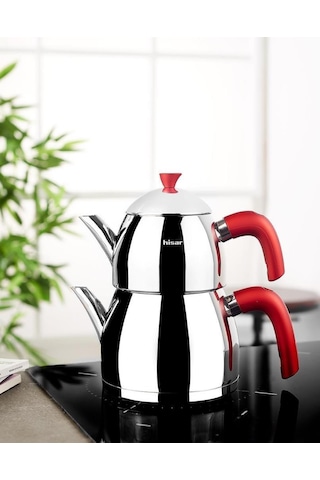 Hisar Burcu Kırmızı Çaydanlık Takımı Soft Touch