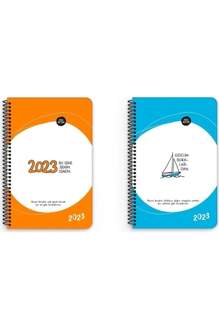 2023 13x19.5 Haftalık Ajanda 2 Li Set Sarı-mavi