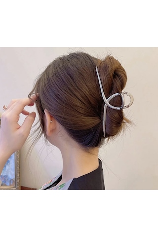 Gümüş Renk 11 Cm Büyük Boy Metal Mandal Saç Tokası Güçlü Ve Şık Gümüş