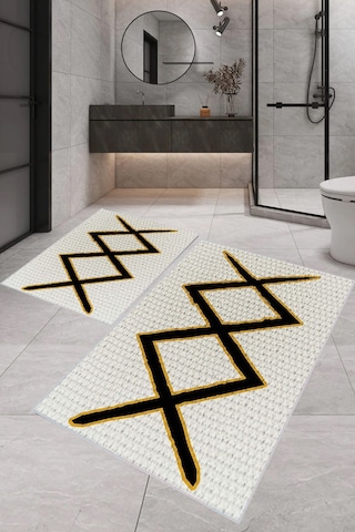 Eliana Home Dijital Baskı 2'li Banyo Paspas Takımı Lna5-1731 100x60 Ve 60x50 Cm Bej