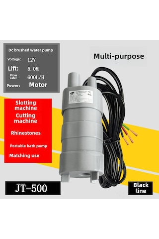 Hangfox 12v Dc Mikro Dalga Su Pompa - 5m Yüksek Lifting, 10l/dakika Debi - Direkt Tip Su Alma Cihazı Siyah Kablolu Gri Pompa