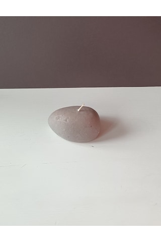 Taş Şekilli Büyük Mum Gri 10x10 Cm