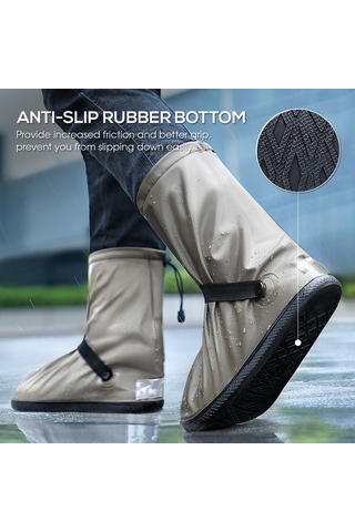 Yuntech01 Siyah Pvc Lastik Su Geçirmez Kaymaz Yağmur Ayakkabı Koruması, Orta Boy, L 37-38 Eu Numara Siyah