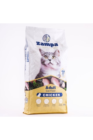 Zampa Tam ve Dengeli Tavuk Etli Yetişkin Kediler İçin Kuru Mama 15 KG