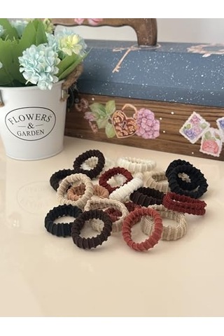 Kahverengi Ultra Esnek Tırtıklı 20 Li Havlu Lastik Toka Seti Lastik Toka Seti Toka Organizer Toka Kız Çocuk Toka Ka Diğer
