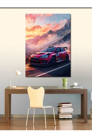 Kanvas Tablo Kırmızı Yarış Arabası 70cmx100cm