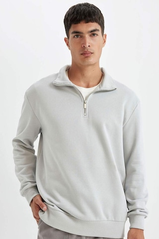 DeFacto Comfort Regular Fit Rahat Kalıp Fermuarlı Dik Yaka Basic Düz Sweatshirt X7405AZ24AUGR253