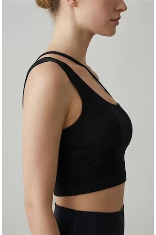 LUXSTOREE Kadın Siyah Tek Omuzlu Çapraz Askılı Crop Top Büstiyer Modern Ve Şık Tasarım Çok Renkli