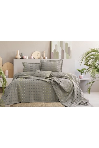 Loren 4 Parça Çift Kişilik Yatak Örtüsü Seti Gri 240 X 260 Cm Gri