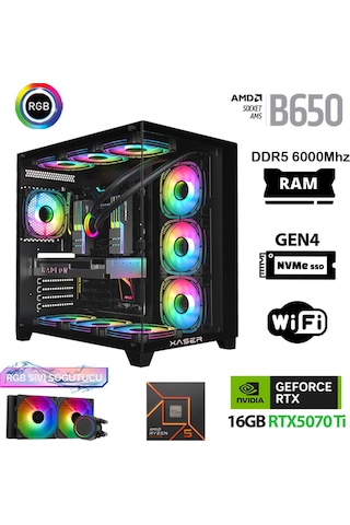 Xaser Velox X450 R5 7600 32 GB 1 TB SSD 16 GB RTX5070Tİ Free Dos Masaüstü Oyuncu Bilgisayar
