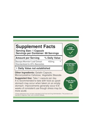 Bacopa Extract 450 Mg 90 Kapsül
