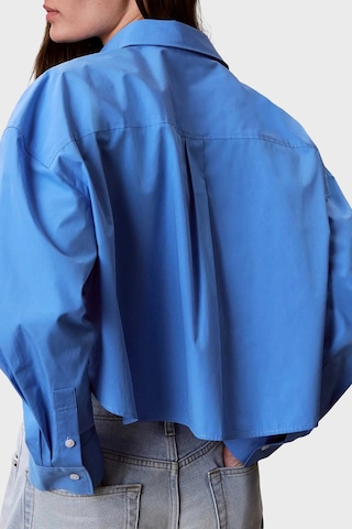 Calvin Klein % 100 Pamuk Poplin Logolu Kısa Gömlek Lv047f104gcg1 Bayan Gömlek Lv047f104g Cg1 Mavi