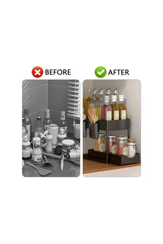 Dancemonkey Lavabo Organizatörleri & Depolama, 2 Katmanlı Mutfak Çekmece Düzenleyici Banyo Kabineti - Siyah Siyah