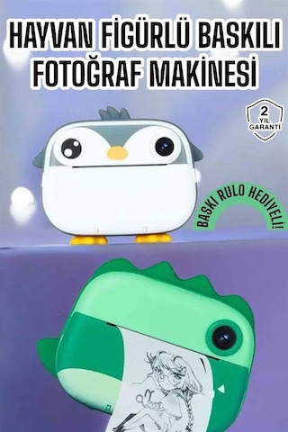 Çocuklar İçin Fotoğraf Makinesi Anlık Baskı Makinesi Hd Görüntü Kalitesi
