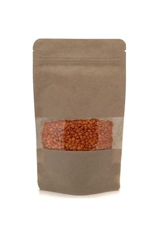 Packtory Pencereli Kraft Kilitli Doypack Ambalaj 18X29+4,5 cm. 750 Gr. - 50 Adet