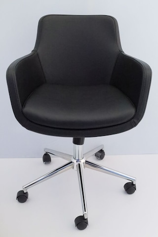 Bulut Siyah Deri Rahat Ofis Çalışma Sandalyesi