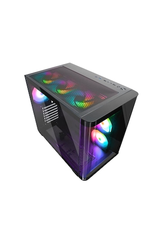 Rampage Loopy Plus Siyah 7 12cm Argb Fan 950w 80 Plus Standart Temperli Cam Kumandalı Atx Mid-t Gaming Oyuncu Kasası