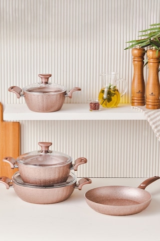 Cookplus Biogranit Dream 7 Parça Tencere Seti Rose