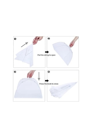 3 Adet Fileli Açılır Yemek Şemsiyesi - Yemekleriniz İçin Şık Koruma Beyaz 1 Adet Diğer