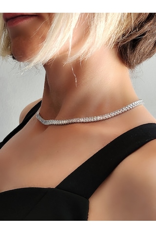 Su Yolu Baget Model Silver Gümüş Renkli Çelik Kolye Gümüş