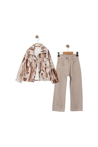 Celira Kahve Kız Çocuk Jakar Ceketli Takım 5y,6y,7y,8y Kahverengi