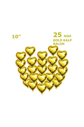 25 Adet Gold Kalp Folyo Balon 10 Inç