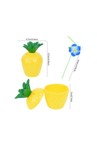 Ananas Hawaii Luau Aloha Pipetli İçecek Kabı Bardak 10x13 Cm 1 Adet