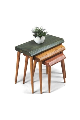 Entema724 Doğal Ağaç Masif Kütük 3’Lü Zigon Sehpa (516601279)