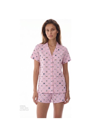 Penti Pembe Cute Bows Gömlek Şortlu Pijama Takımı