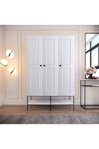 Pasific Home Martin 3 Kapaklı Gardırop Elbise Dolabı Parlak Beyaz