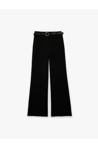 Koton Straight Fit Cepli Düz Bol Paça Kemerli Kumaş Pantolon Siyah 6sak40073ew Siyah