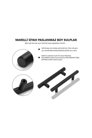 Marelli 96 Mm Siyah Paslanmaz Boy Kulp Mobilya Kulbu, Dolap Kulbu Diğer