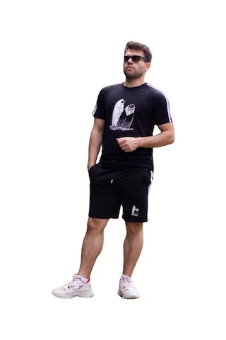 Pamuklu Rahat Yumuşak Dokulu Erkek Alt - Üst Şort Takım 23EEST0171